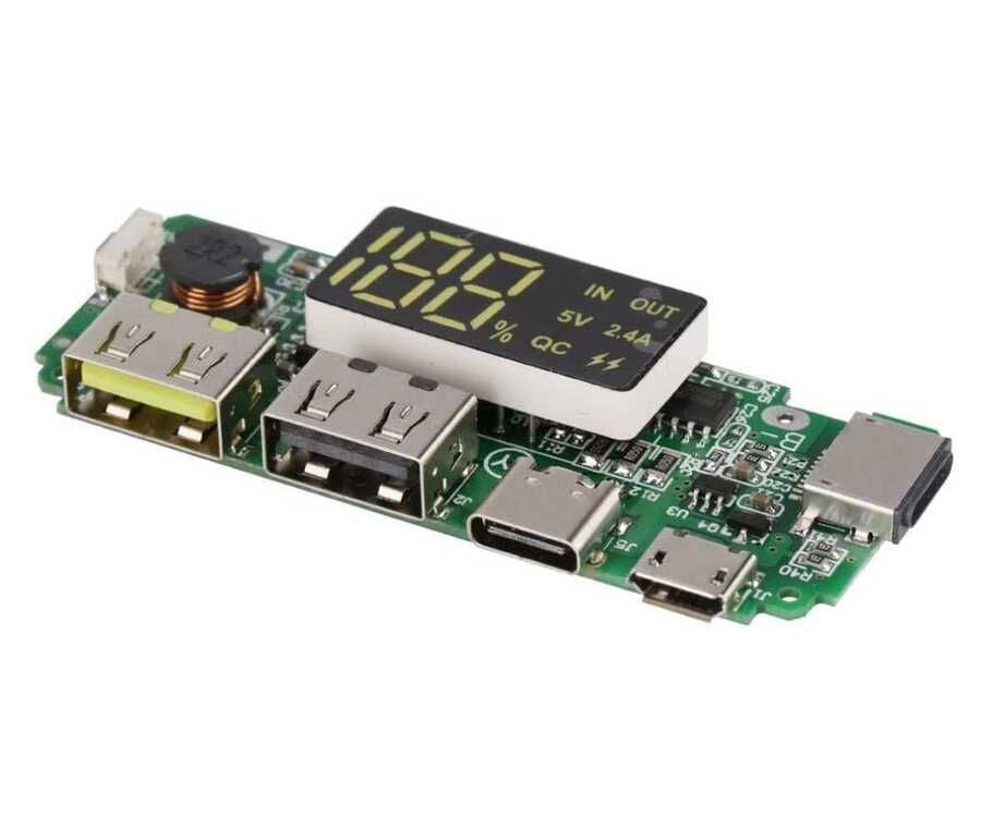Çift USB 5V 2.4A Led'li Micro Type-C Powerbank Modülü