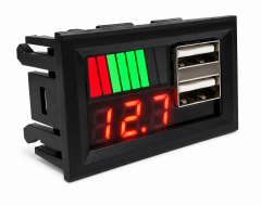 Dijital Voltmetre USB Çıkışlı Akü Göstergeli DC 12v - 3,5amp