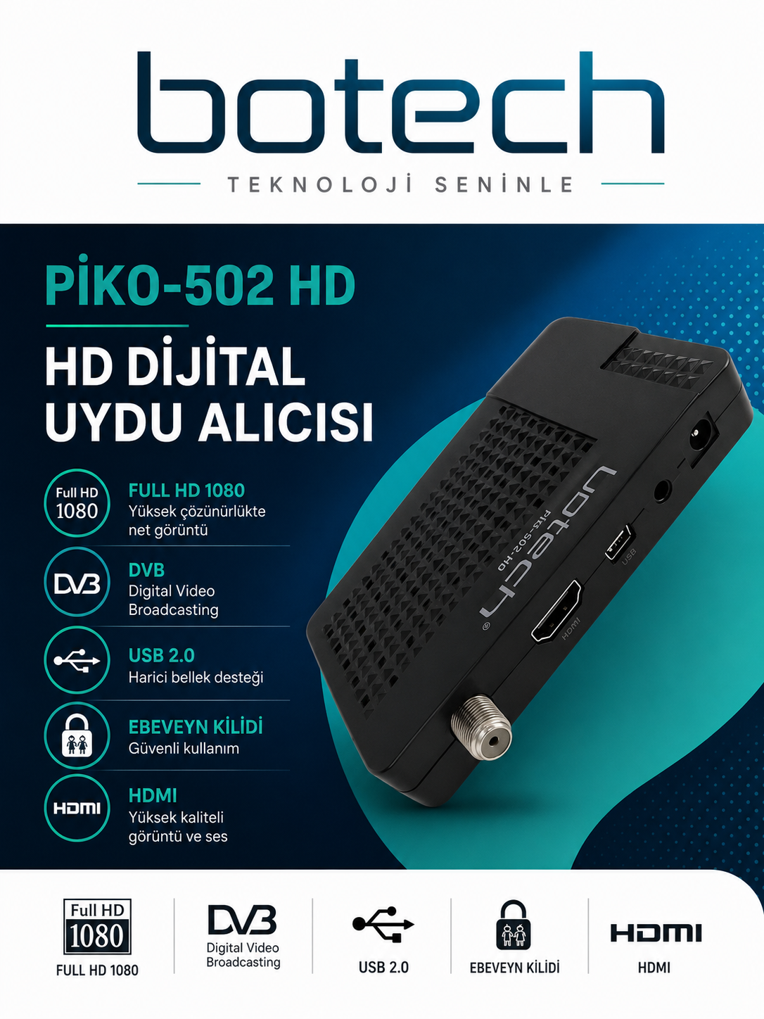 Botech Piko 502 Hd Uydu Alıcısı