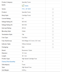 Bussmann FWC8A10F 8A 10X38 Hızlı Sigorta
