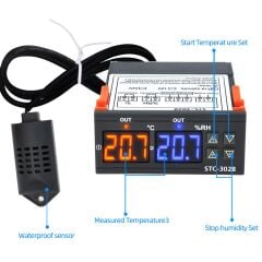 STC-3028 12V LCD Ekranlı Nem Sıcaklık Kontrol Termostatı