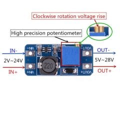 MT3608 DC-DC 2A Ayarlanabilir Voltaj Yükseltici Kart