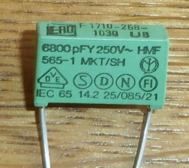 22NF250VAC  F X2 (0.022mf  250VAC  F  X2 ERO)X15mm PolyesterKondansatör