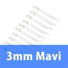 3mm Şeffaf Mavi Diyot LED (10 Adet)