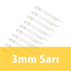 3mm Şeffaf Sarı Diyot LED (10 Adet)