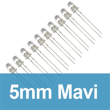 5mm Şeffaf Mavi Diyot LED (10 Adet)