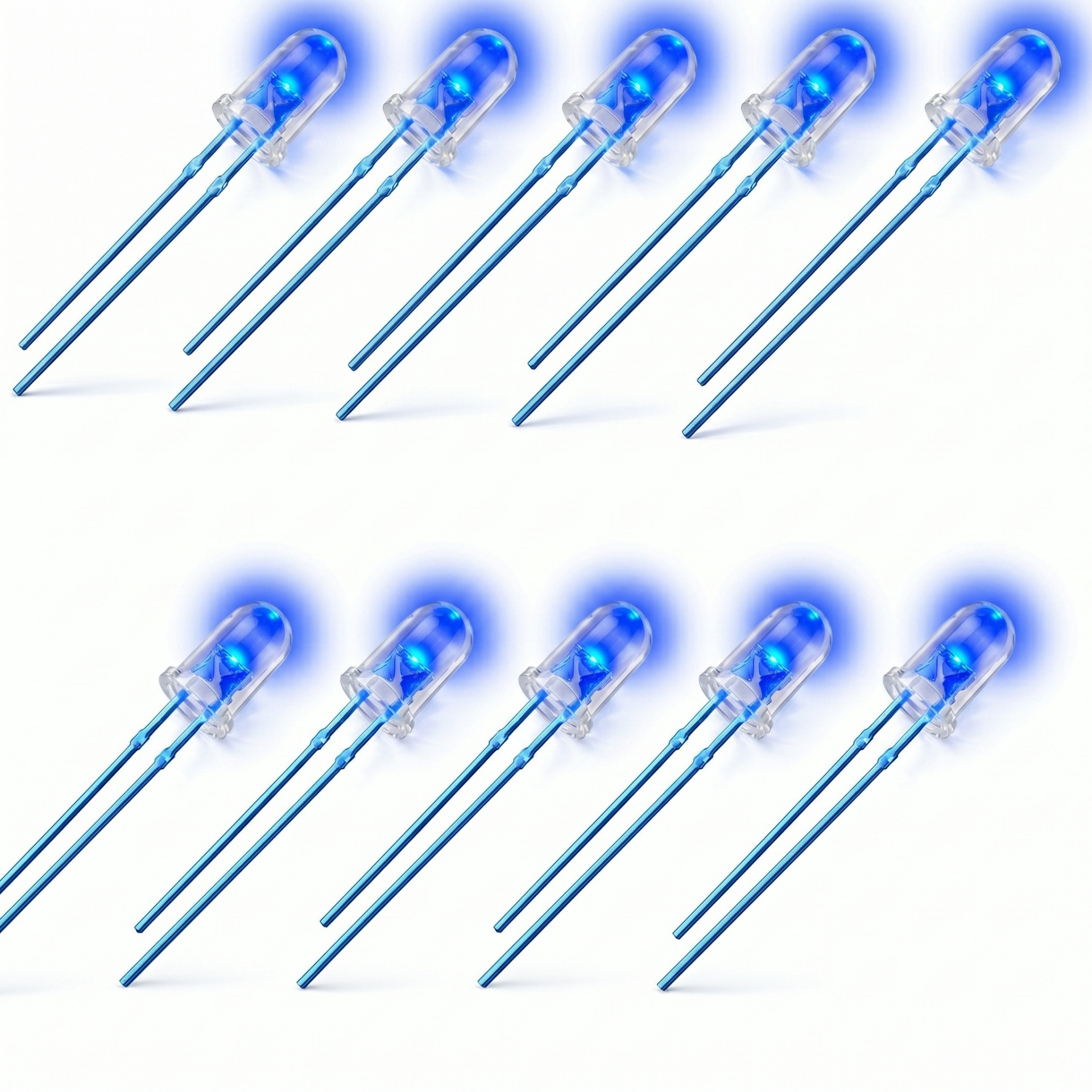 5mm Şeffaf Mavi Diyot LED 10 Adet