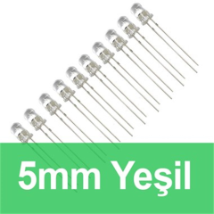 5mm Şeffaf Yeşil Diyot LED (10 Adet)