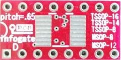 TSSOP-8/14/16 ve MSOP-8/12 > DIP-16 çevirici soket